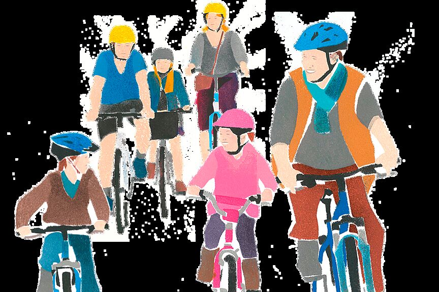 Radfahren Gruppe Illustration Radfahren Gruppe Illustration